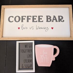 Coffee Bar Wall Decor Set - Cream, Gray, Pink